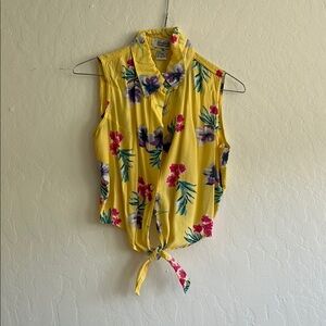 Vintage America Yellow Tie Front Button Down Shirt